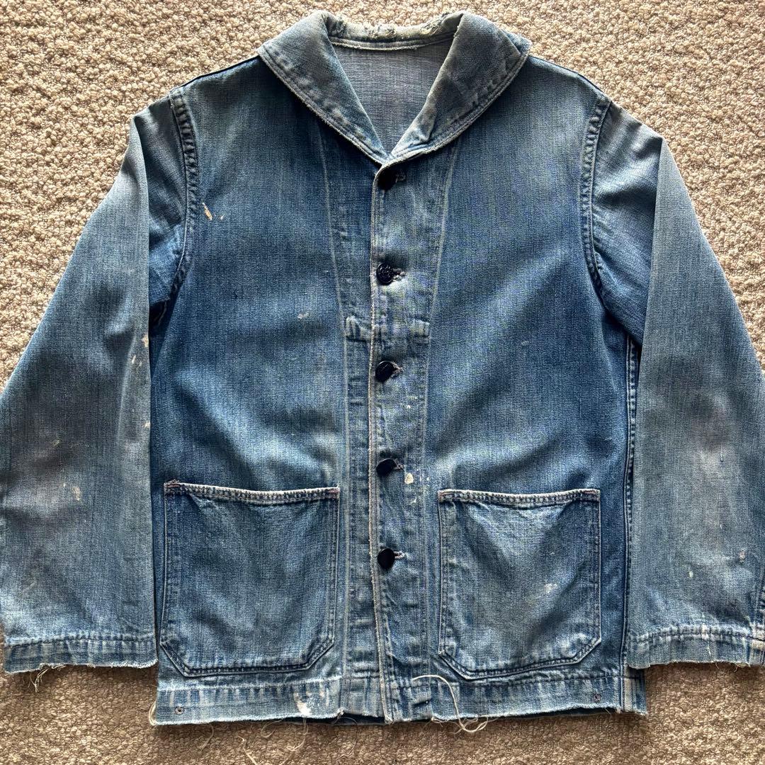 【40s】 US.NAVY WWII ショールカラー デニムジャケット 大戦
