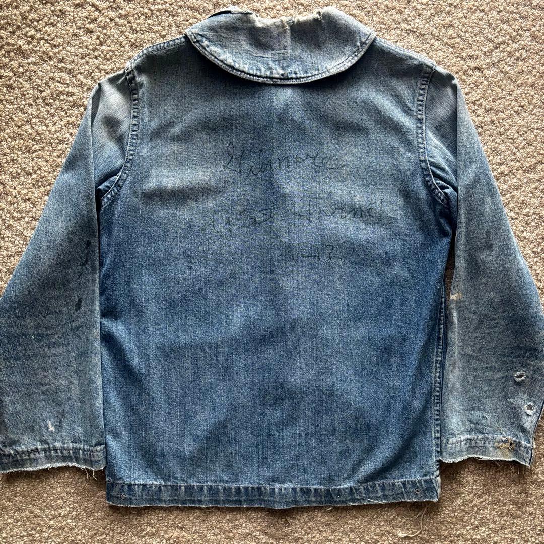 【40s】 US.NAVY WWII ショールカラー デニムジャケット 大戦