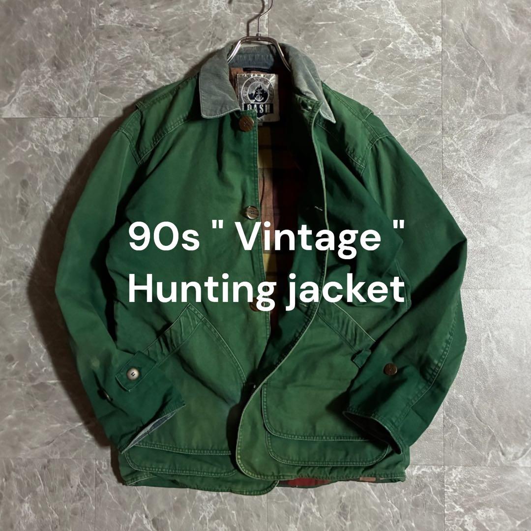 90sヴィンテージ ハンティングジャケットフェードグリーン カバーオールXS短丈