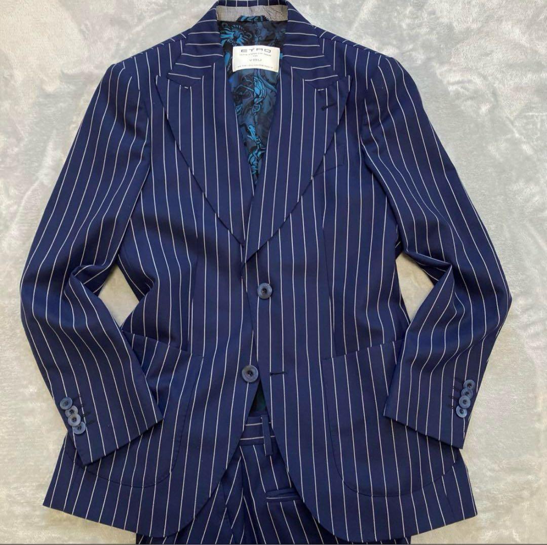 希少デザイン✨ ETRO セットアップスーツ　総柄　動物　ストライプ　シルク