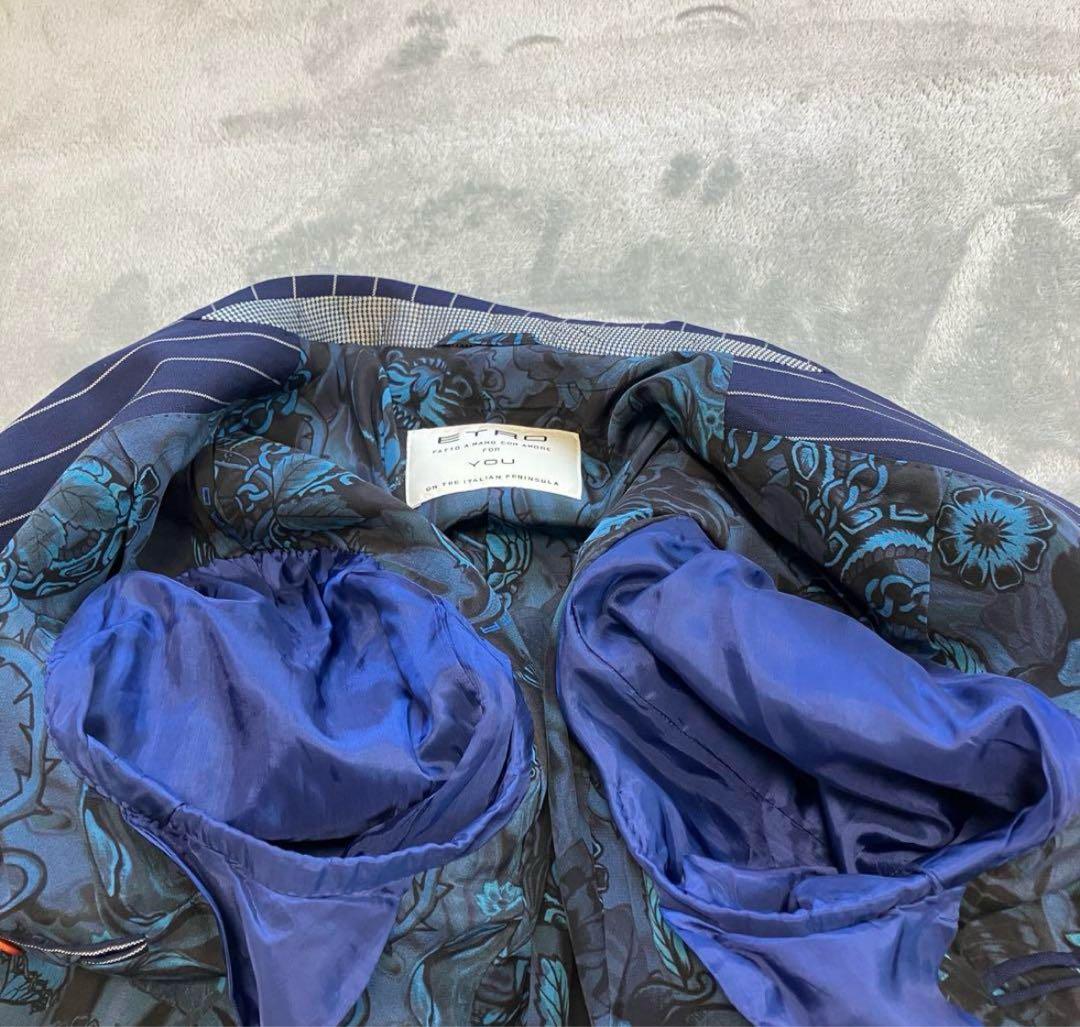 希少デザイン✨ ETRO セットアップスーツ　総柄　動物　ストライプ　シルク