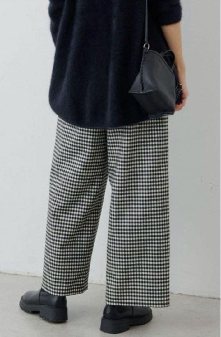 【美品】BEARDSLEY ビアズリー　ウエストリブ　チェックワイドパンツ　S