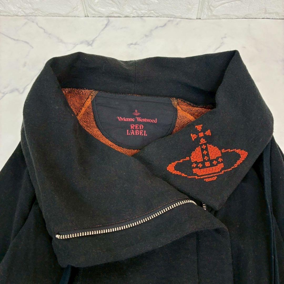 ヴィヴィアンウエストウッド　変形パーカー　オーブ刺繍　ビックカラー　ジップ