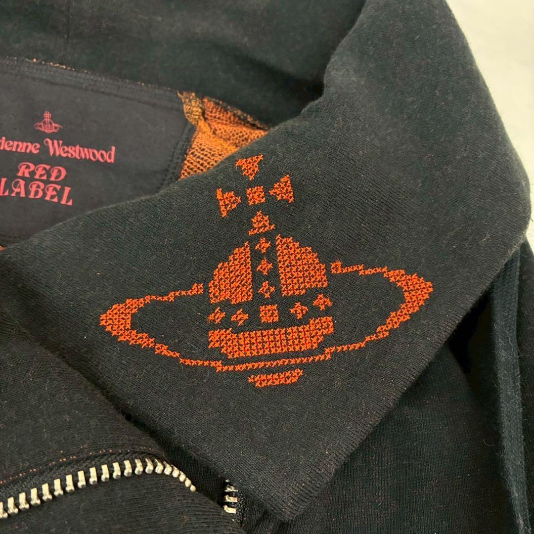 ヴィヴィアンウエストウッド　変形パーカー　オーブ刺繍　ビックカラー　ジップ