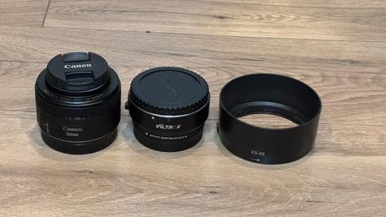 Canon EF 50mm f/1.18 STM + クロップマウントアダプター