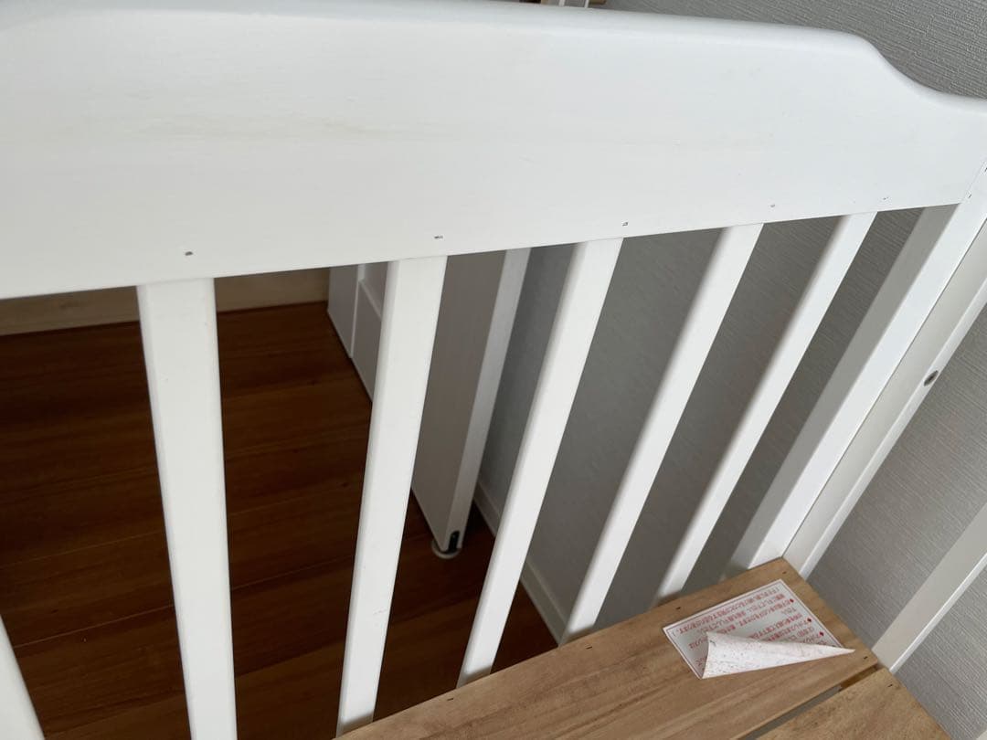 【直接引取希望】カトージホワイト木製ベビーベッド PUPPAPUPOお布団セット