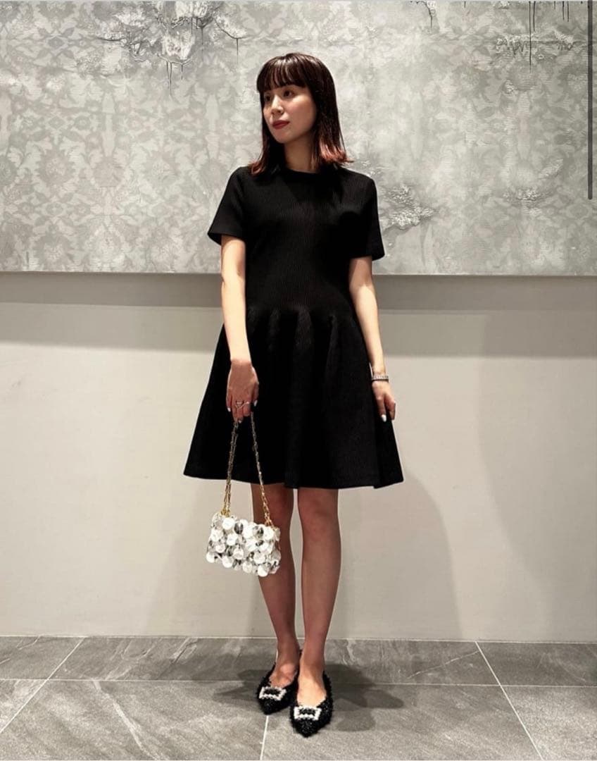 CFCL 膝丈ニットワンピース 2024ss ブラック