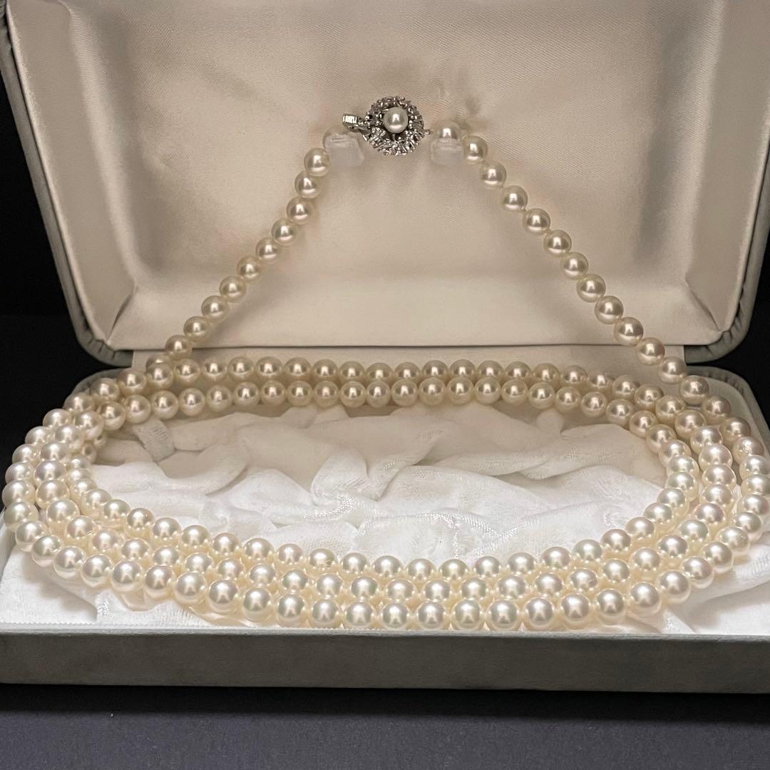 ゆゆゆ様おまとめページ【美品✨テリ良】あこや真珠 ロングネックレス パール 3連