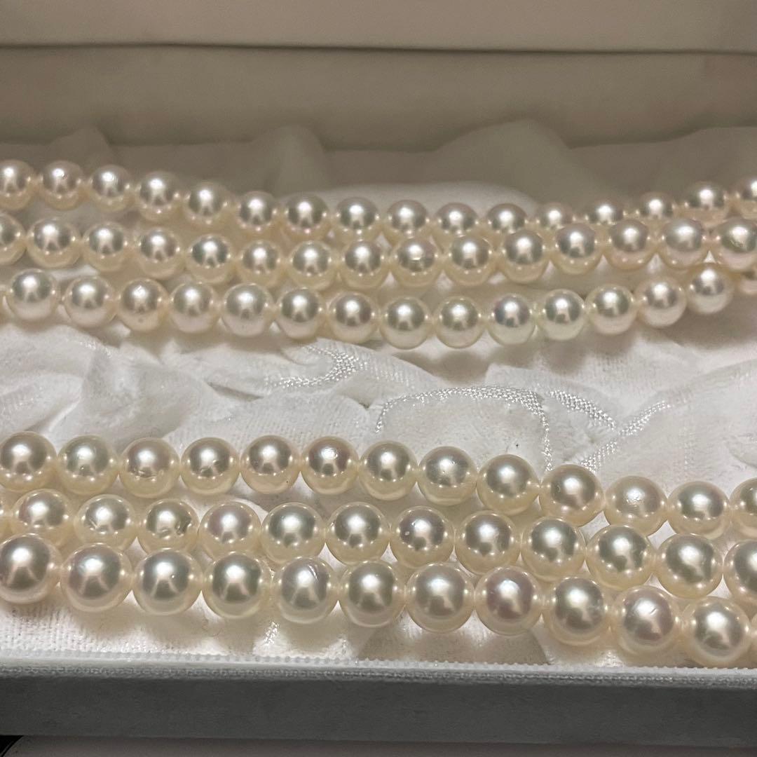 ゆゆゆ様おまとめページ【美品✨テリ良】あこや真珠 ロングネックレス パール 3連