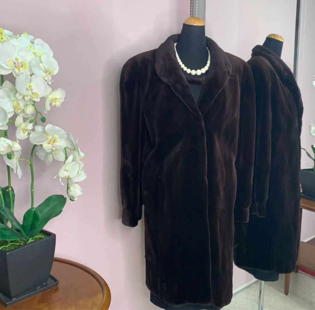 最終　プライス❣️シェアード　ミンク　ダークブラウン コート《貂皮 毛皮 大衣》