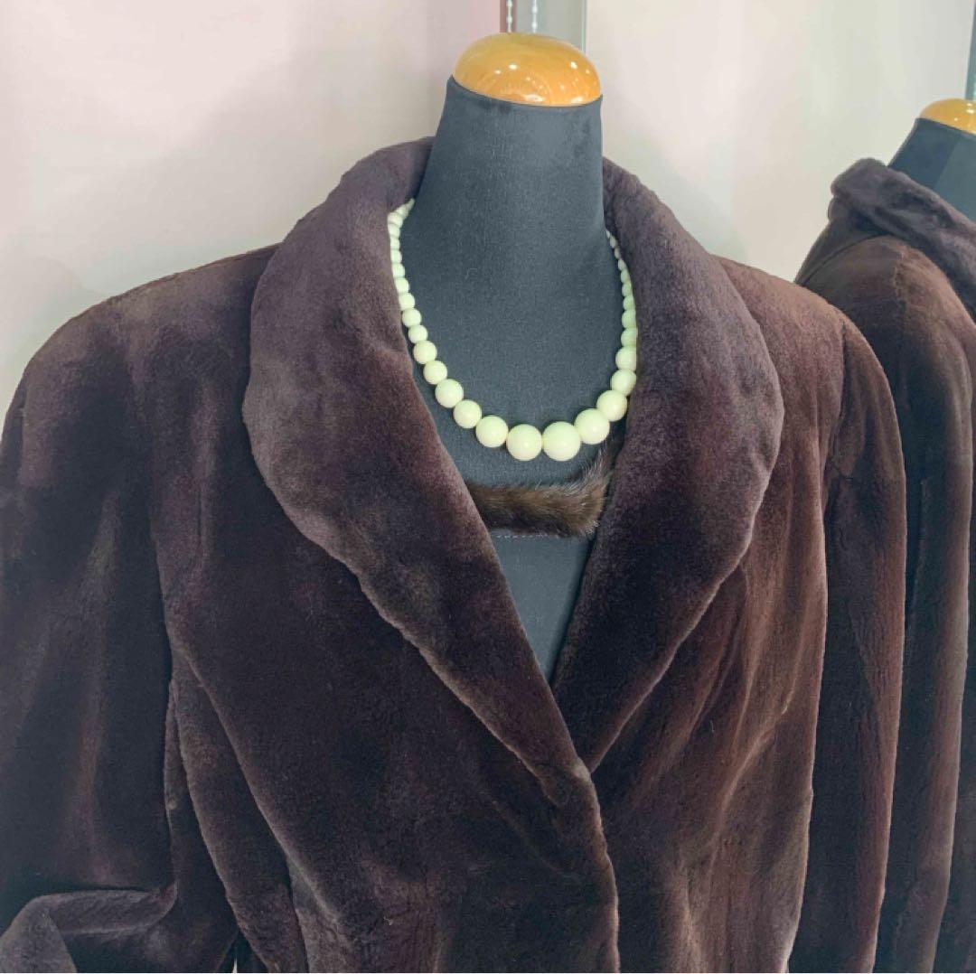 最終　プライス❣️シェアード　ミンク　ダークブラウン コート《貂皮 毛皮 大衣》