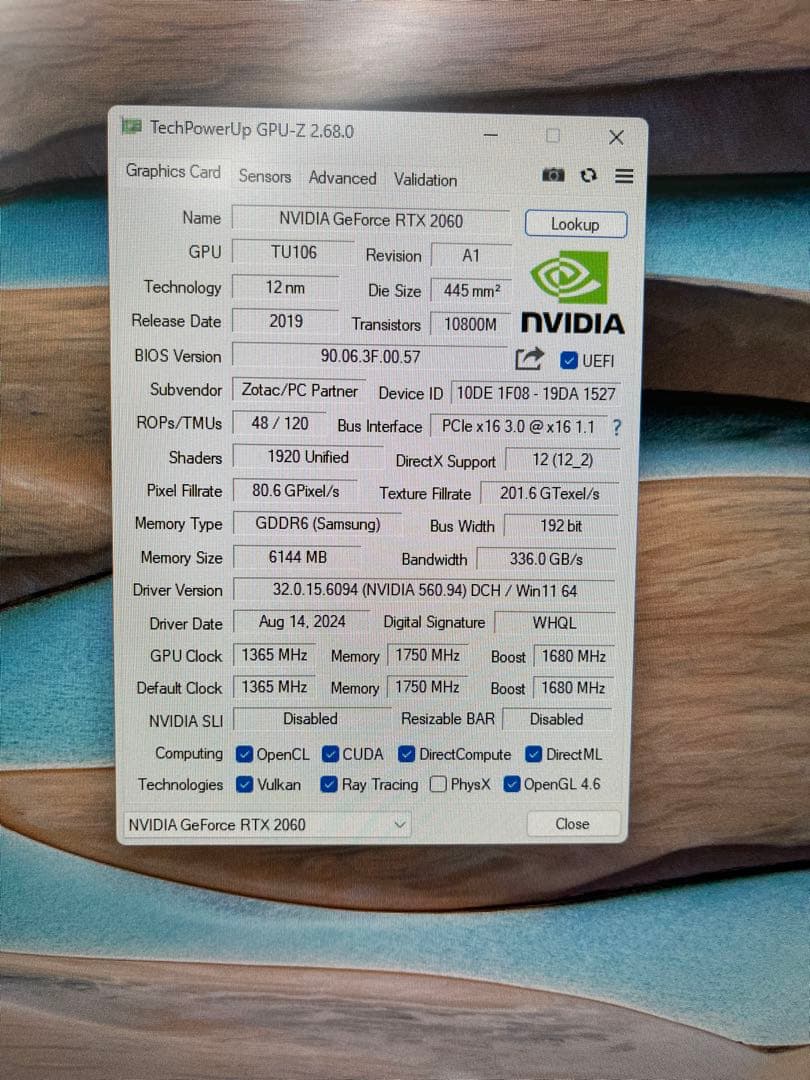 ZOTAC GAMING GeForce RTX 2060 6GB 動作確認済
