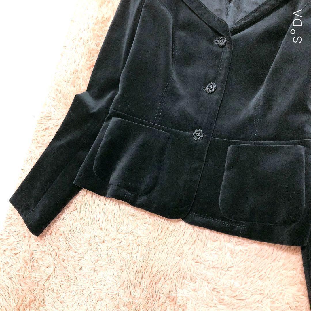 シルク混　EPOCA エポカ　ベロア　テーラードジャケット　M　お花ボタン