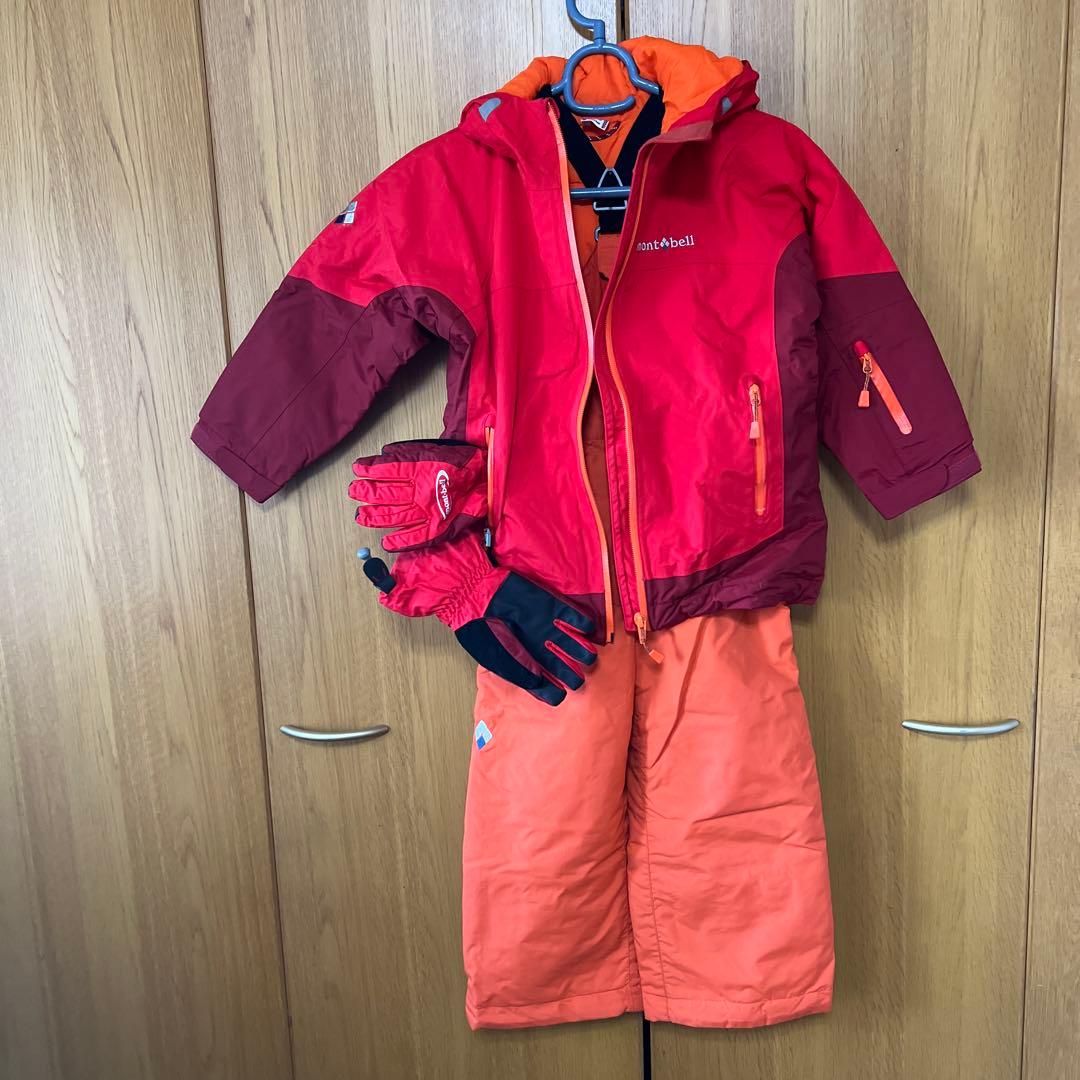 モンベルパウダーステップパーカーkids110 パンツ110手袋4-6 セット
