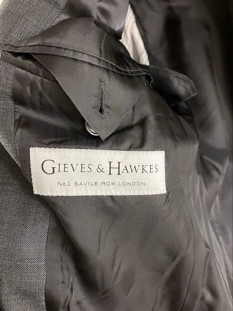 【GIEVES&HAWKES】 GREY WOOL シャークスキン スーツ