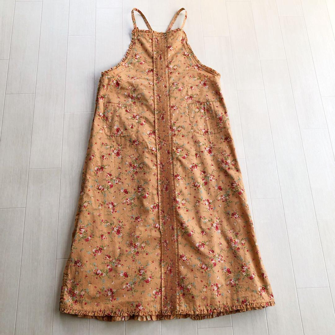 ピンクハウス 花柄 ピンタック ピコフリル 重ね着風 ジャンパースカート