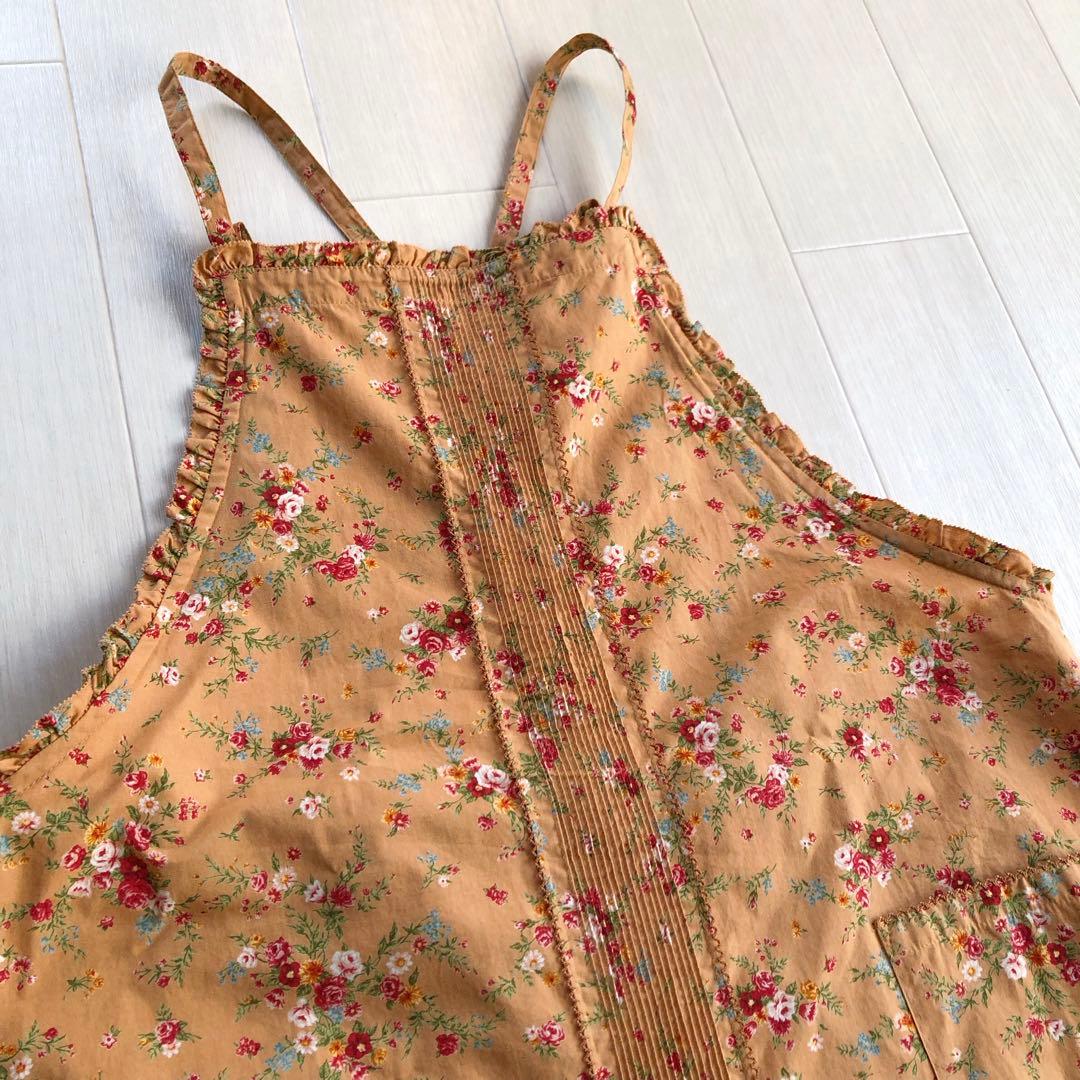 ピンクハウス 花柄 ピンタック ピコフリル 重ね着風 ジャンパースカート