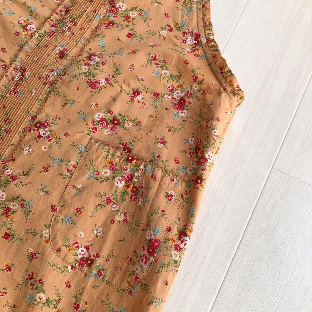 ピンクハウス 花柄 ピンタック ピコフリル 重ね着風 ジャンパースカート