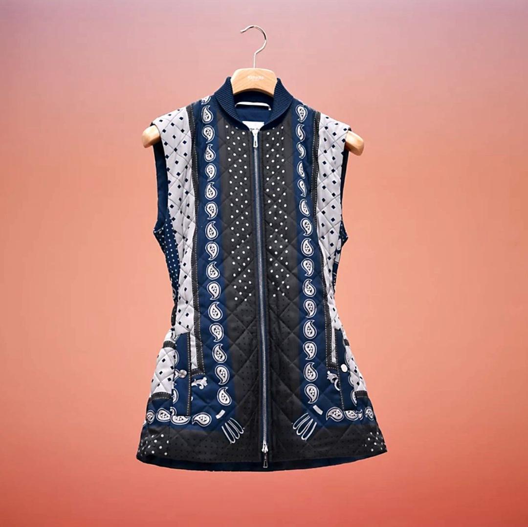 未使用★HERMES★シルク★カシミヤダウン★バンダナ★ベスト★ブルゾン