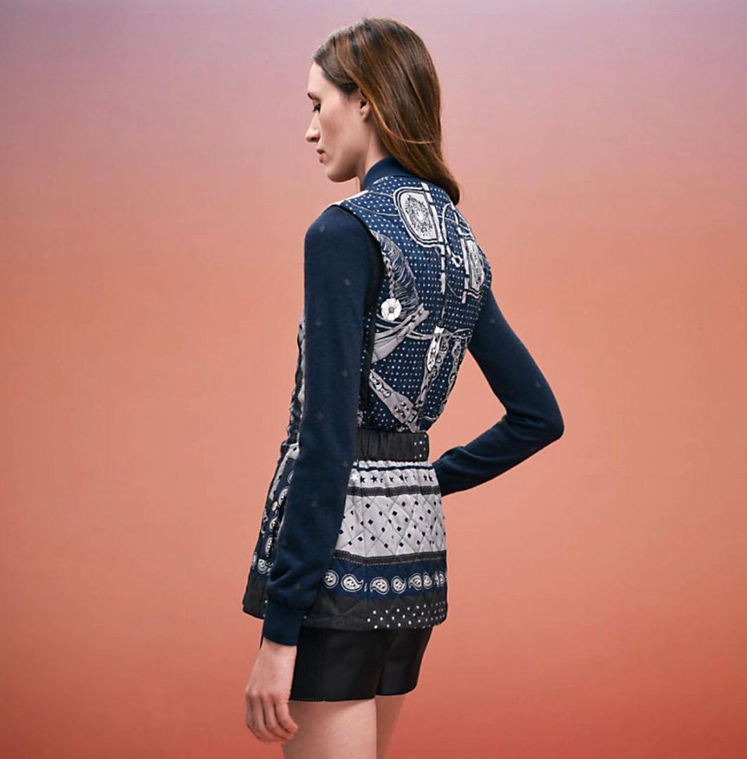 未使用★HERMES★シルク★カシミヤダウン★バンダナ★ベスト★ブルゾン