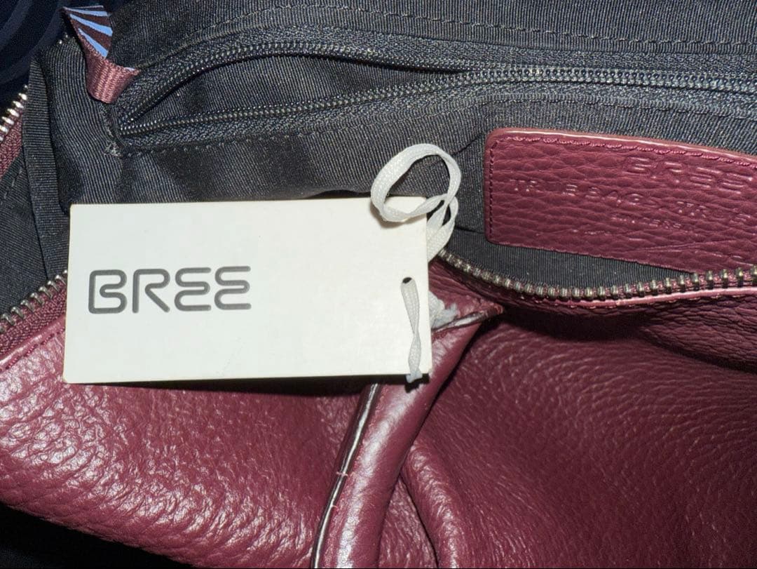 BREE ボルドー×ブルー レザーハンドバッグ トートバッグ A4 ビジネス