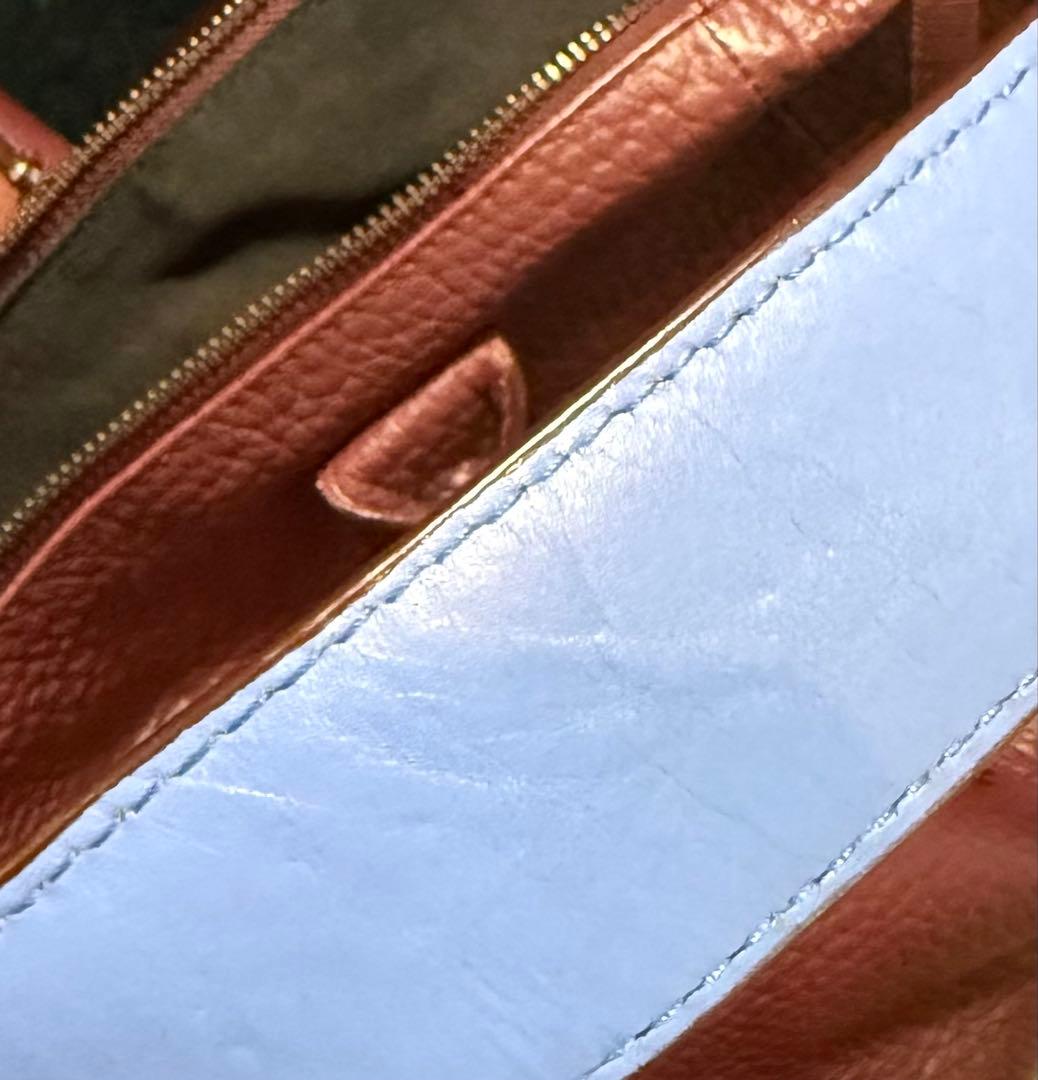 BREE ボルドー×ブルー レザーハンドバッグ トートバッグ A4 ビジネス