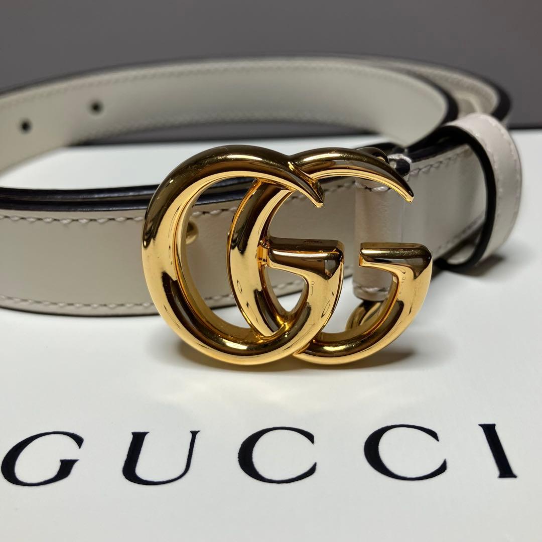 【専用❣️】GUCCI／レザーベルト／ダブルGロゴ