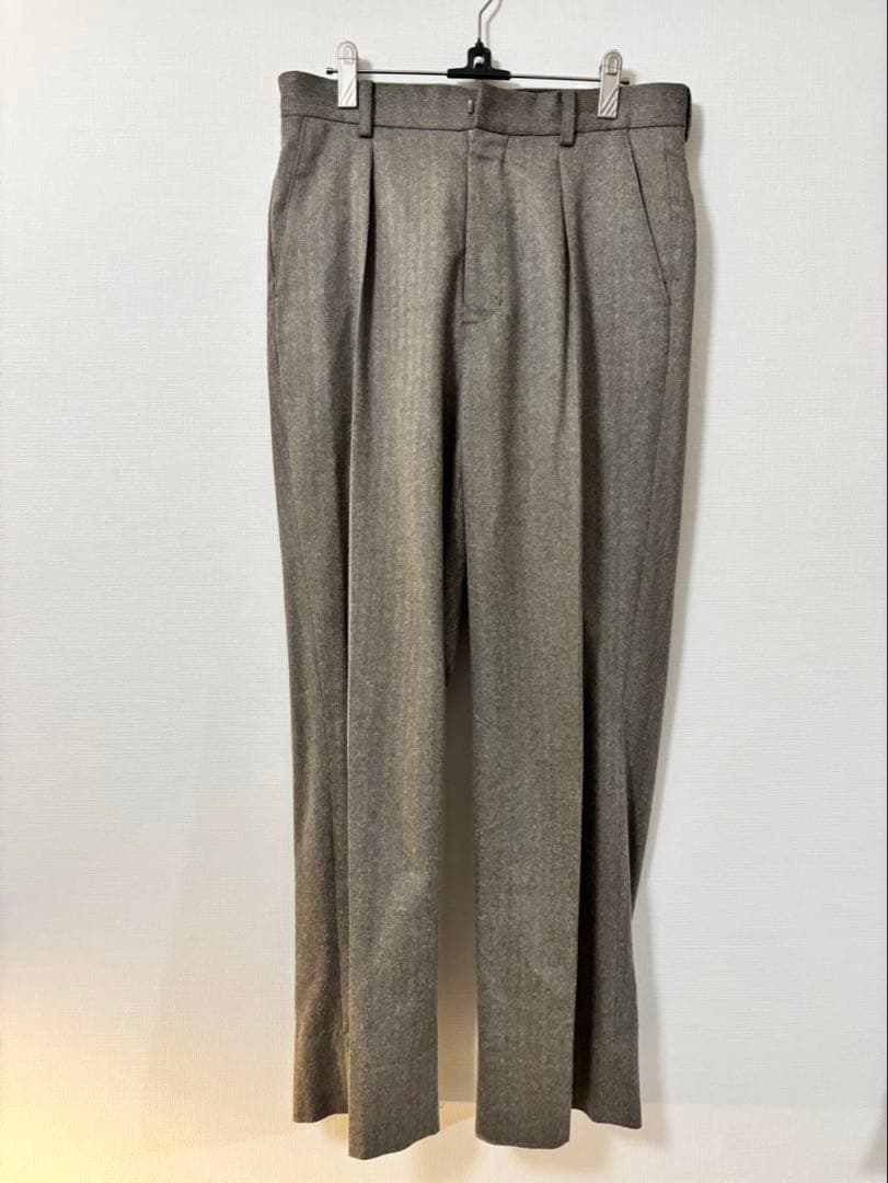 Cornier コルニエ　ウールシルクヘリンボーンスラックス　ブラウン