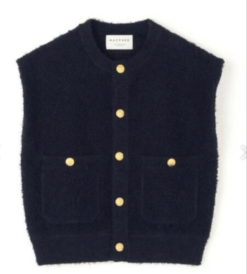MACPHEE ツイーディー クルーネックジレ