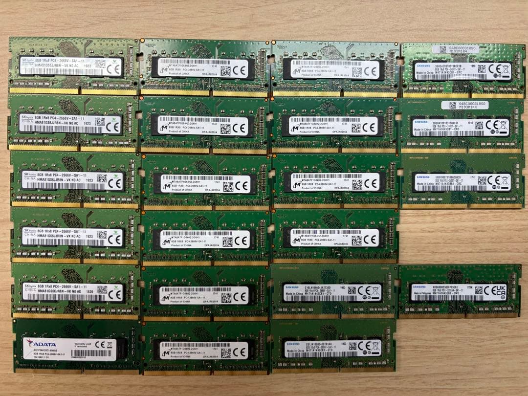 DDR4 PC4-2666V他　8GB メモリ22枚