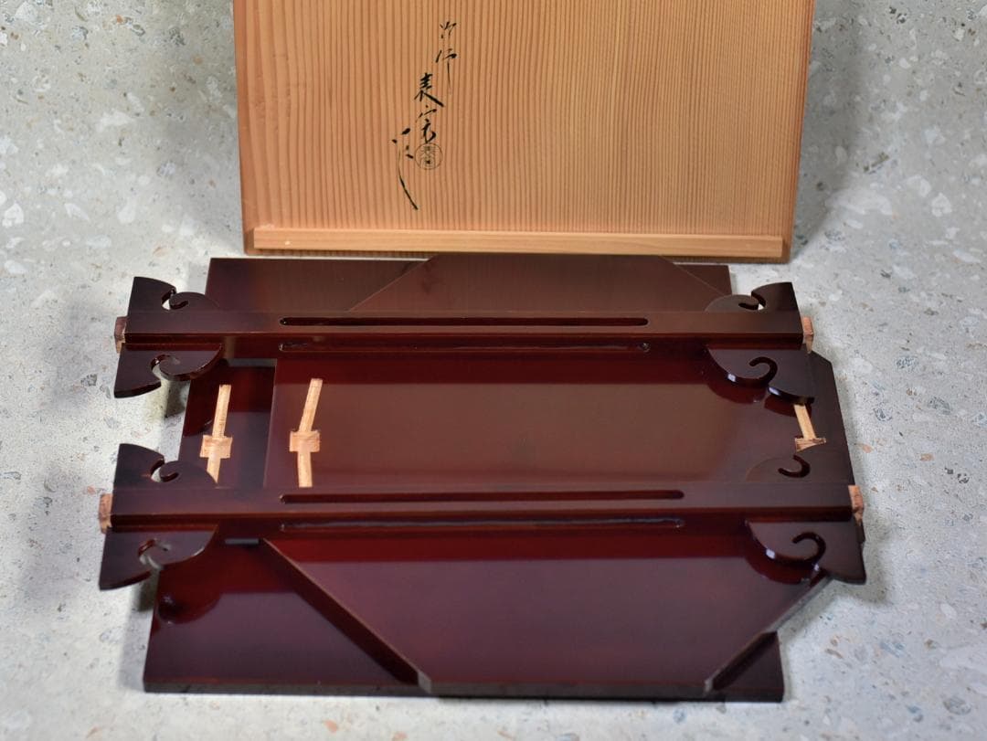 値下げ、塗師表寛作　寿棚組立式【極上品】飾り棚　お茶道具／共箱