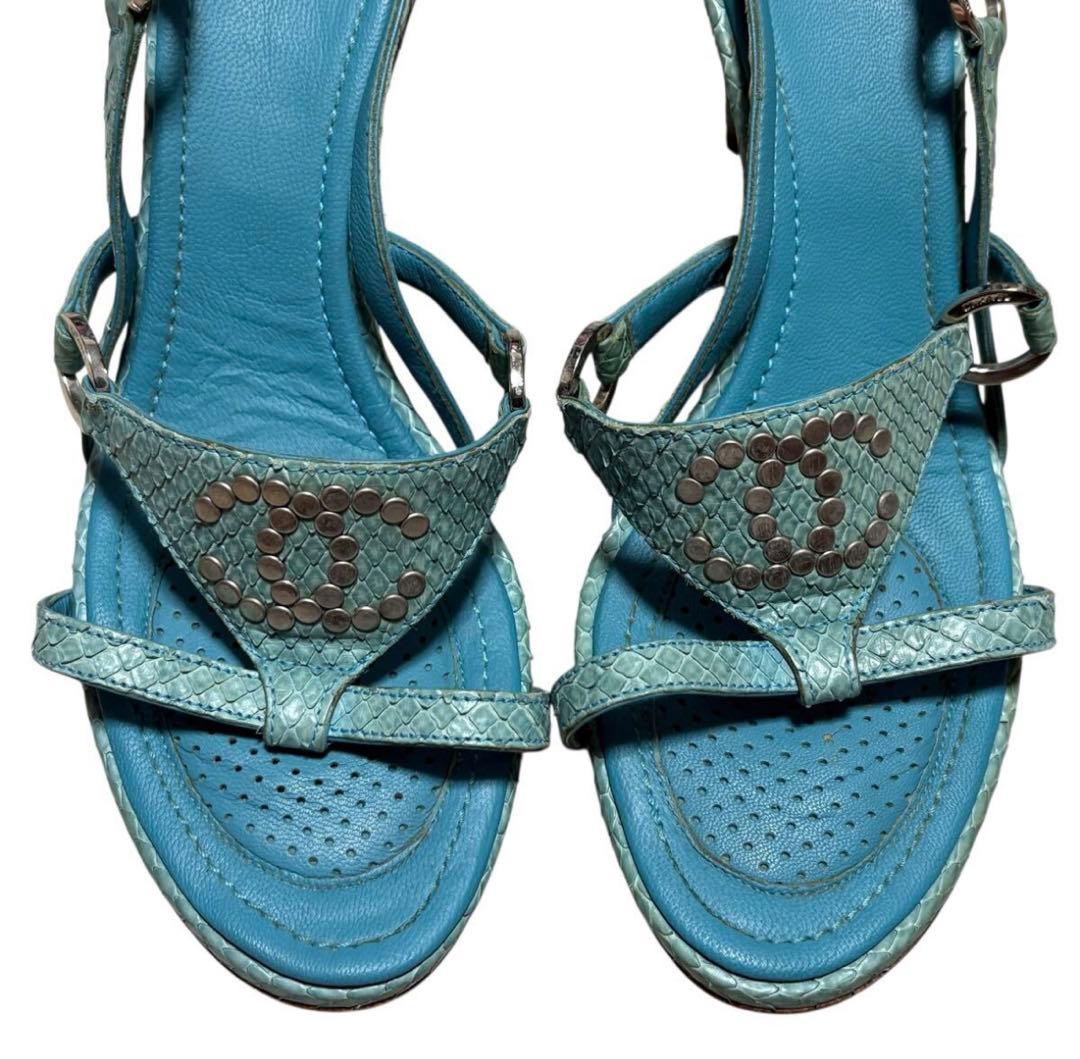 CHANEL シャネル ココマーク スタッズ サンダル 37 1/2