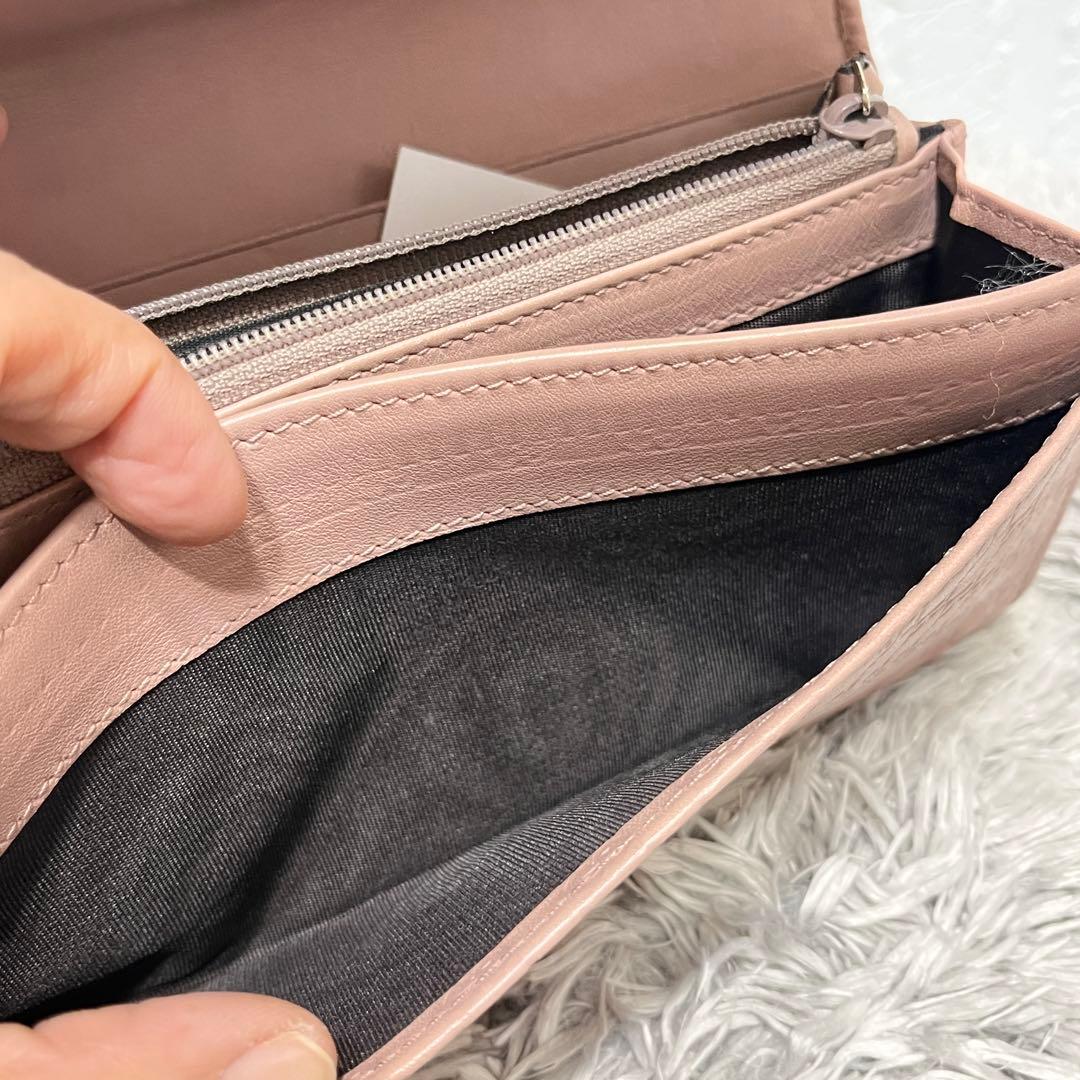 美品✨GUCCI マイクロシマ　くすみピンクベージュ　インターロッキング金具