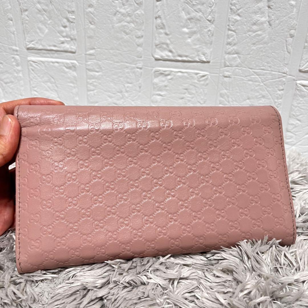 美品✨GUCCI マイクロシマ　くすみピンクベージュ　インターロッキング金具