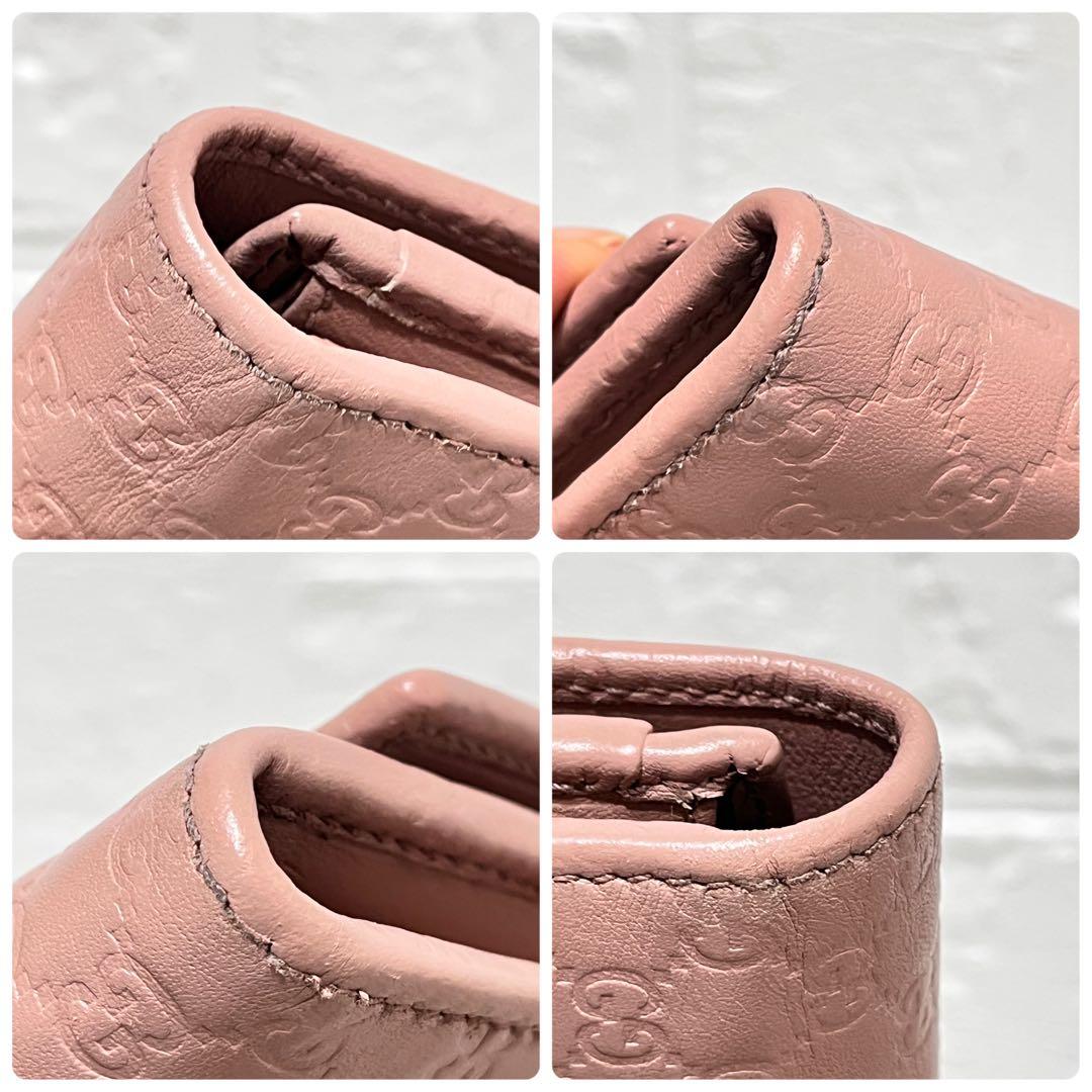 美品✨GUCCI マイクロシマ　くすみピンクベージュ　インターロッキング金具