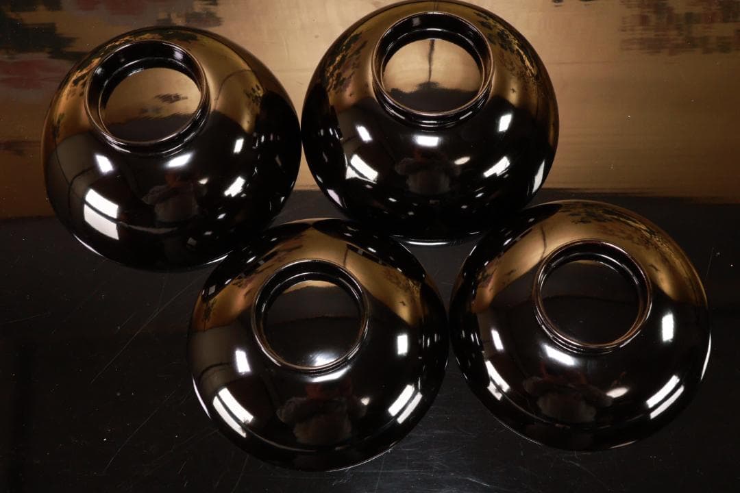 ラミー、BJ123　時代輪島塗　瓢箪図蒔絵　吸物椀　二客　木製 切り金