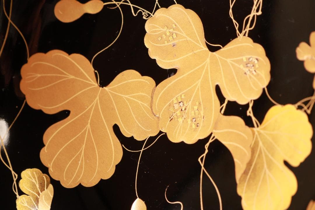 ラミー、BJ123　時代輪島塗　瓢箪図蒔絵　吸物椀　二客　木製 切り金