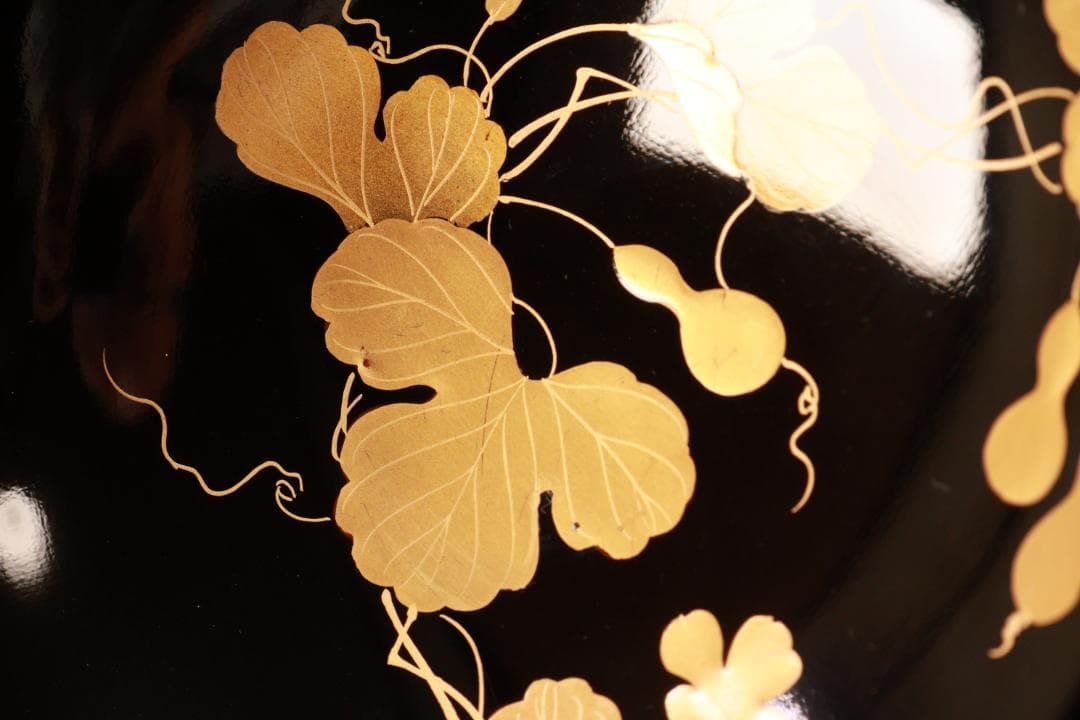 ラミー、BJ123　時代輪島塗　瓢箪図蒔絵　吸物椀　二客　木製 切り金