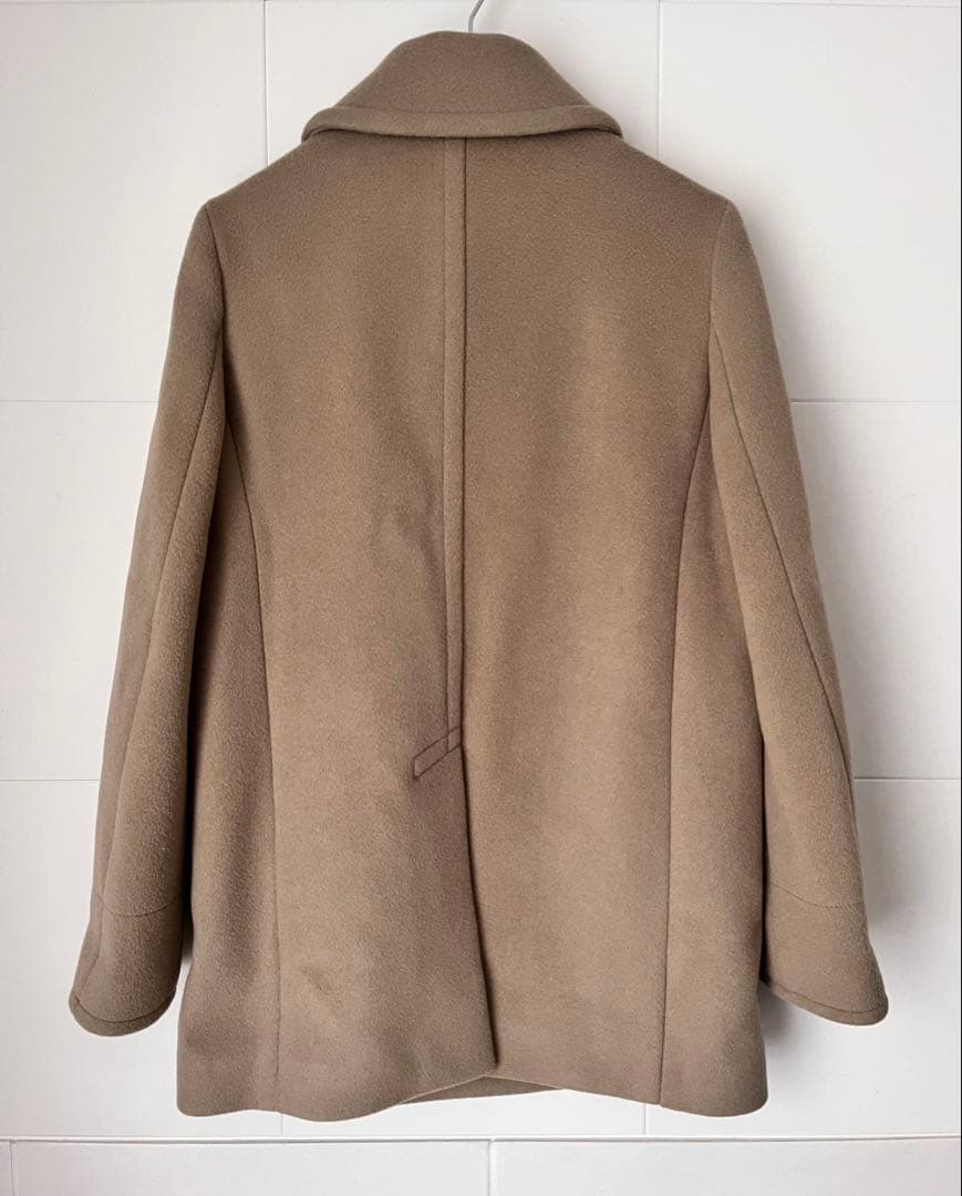 HYKE ハイク メルトンウール ピーコート ダブル アンカーボタン キャメル