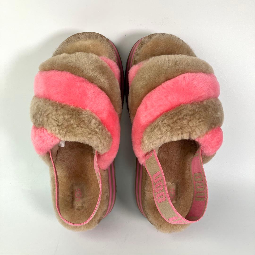 【未使用級】UGG ディスコストライプスライド　バックストラップ　厚底　26cm