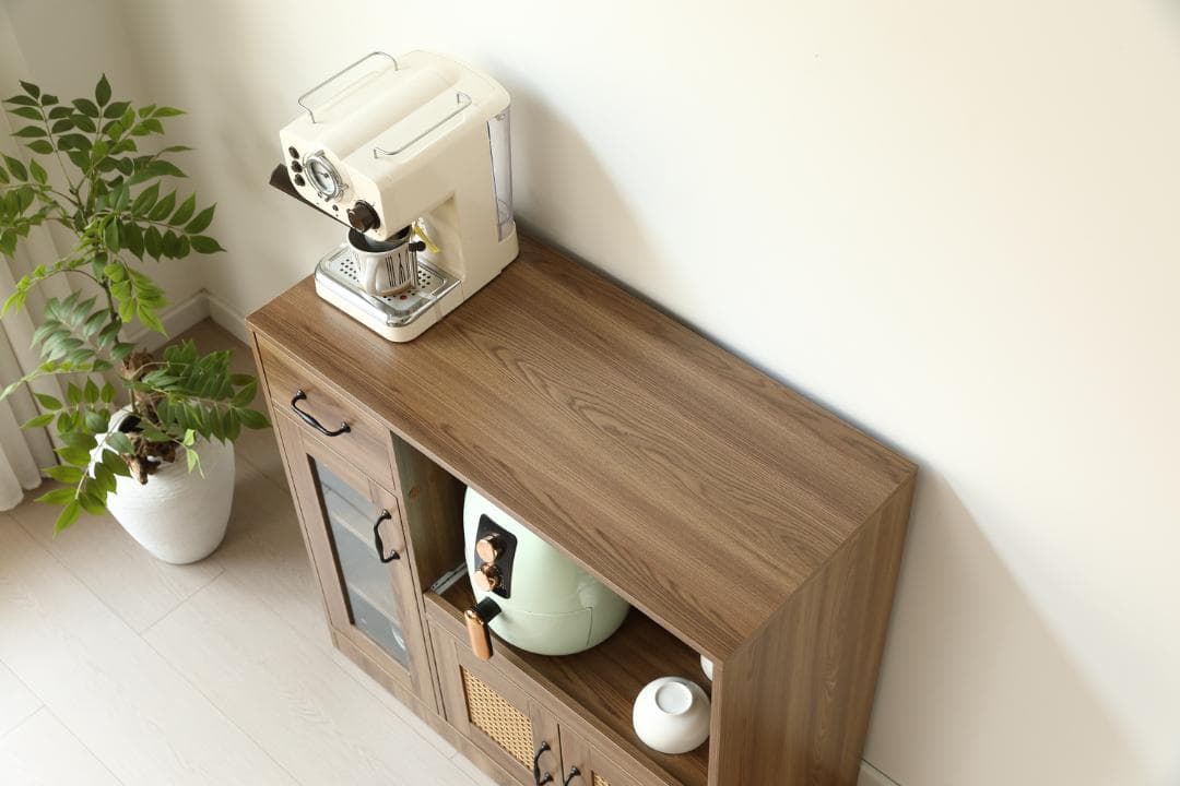 キッチンカウンター 食器棚 キッチンキャビネット レンジ台 　BROWN