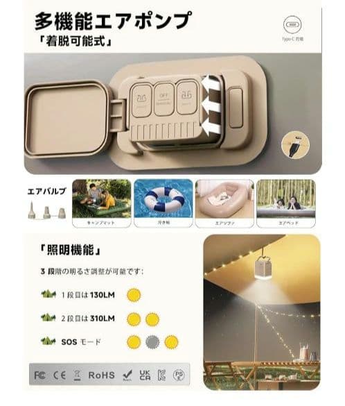 【週末Sale!】エアーベッド 電動ポンプ内蔵 キャンプ 防災用 2台セット