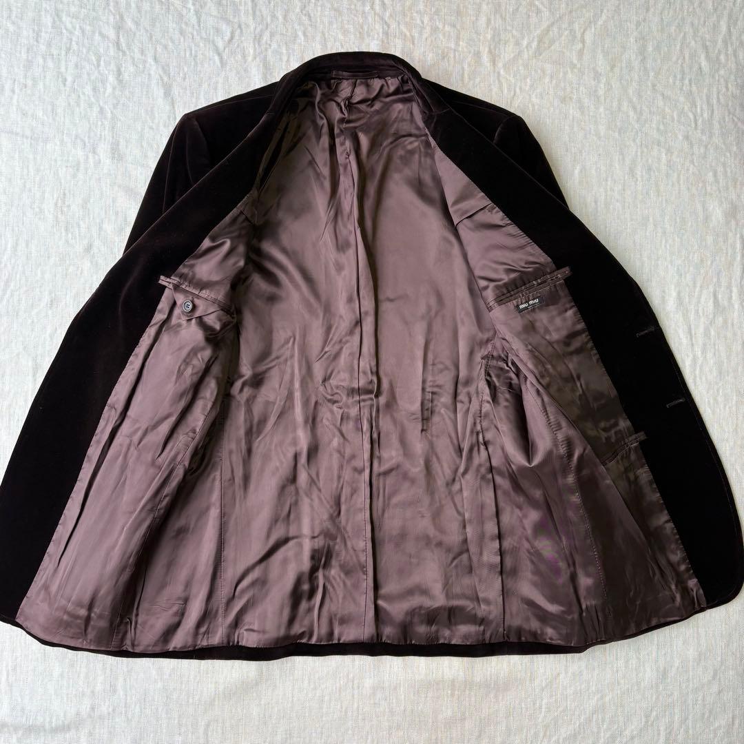 【美品】miumiu ベロア ブラウン テーラードジャケット 54 2B