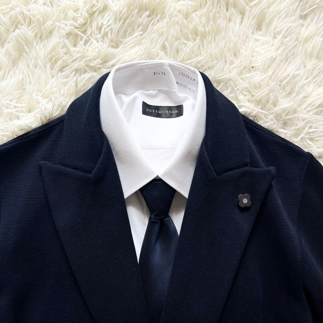 <24ss 極美品>LARDINI ネイビー ダブル ニットジャケットM相当