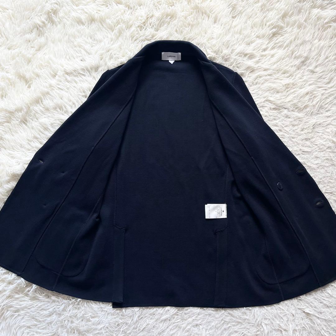<24ss 極美品>LARDINI ネイビー ダブル ニットジャケットM相当