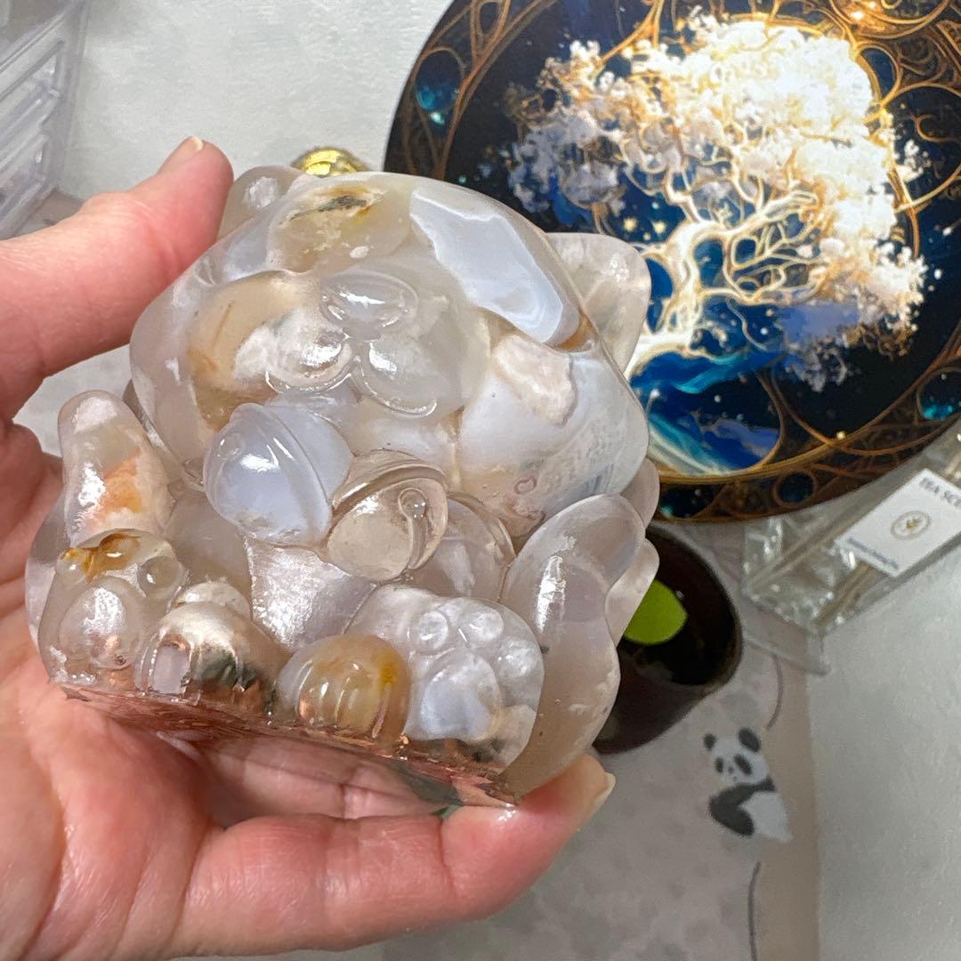 ひまわり様☆専用ページオルゴナイト まん丸の九尾の狐 桜瑪瑙