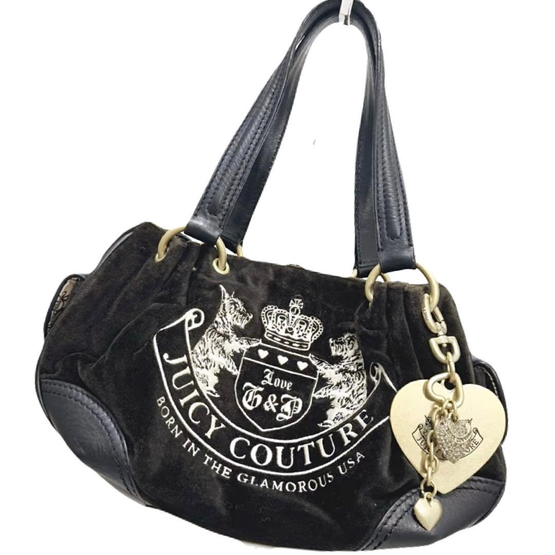 y2k❤️00s JUICY COUTURE テリア ロゴ ベロア ハンドバッグ