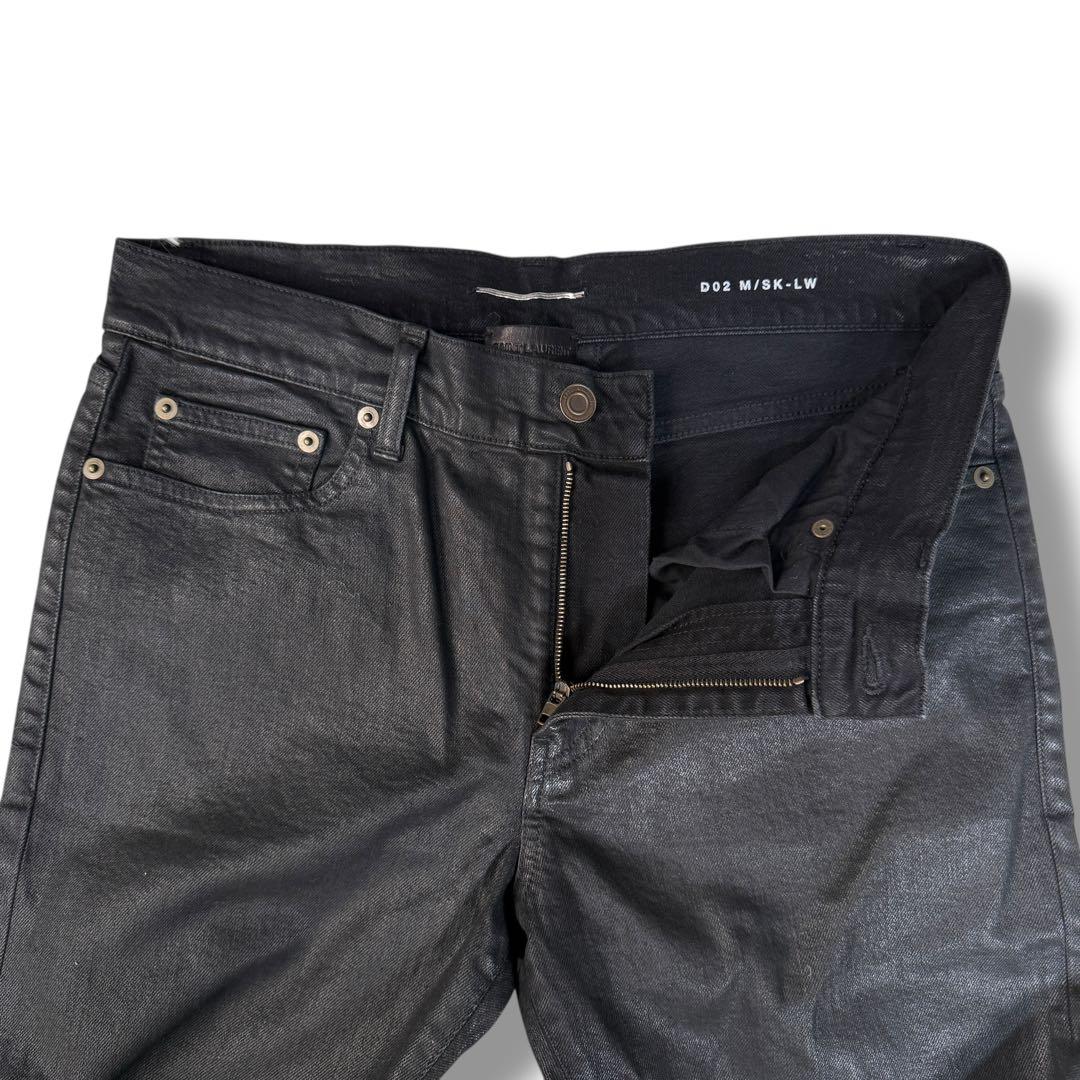 極美品 サンローランパリ エディ期 2014 コーティング デニムパンツ 黒