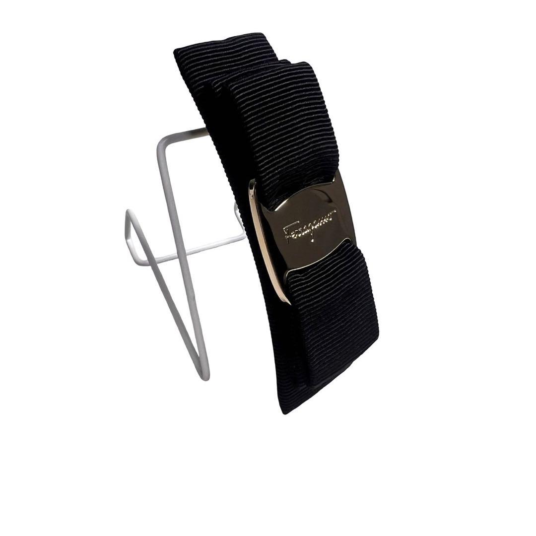 【美品】Salvatore Ferragamo 黒リボンバレッタヘアアクセサリー