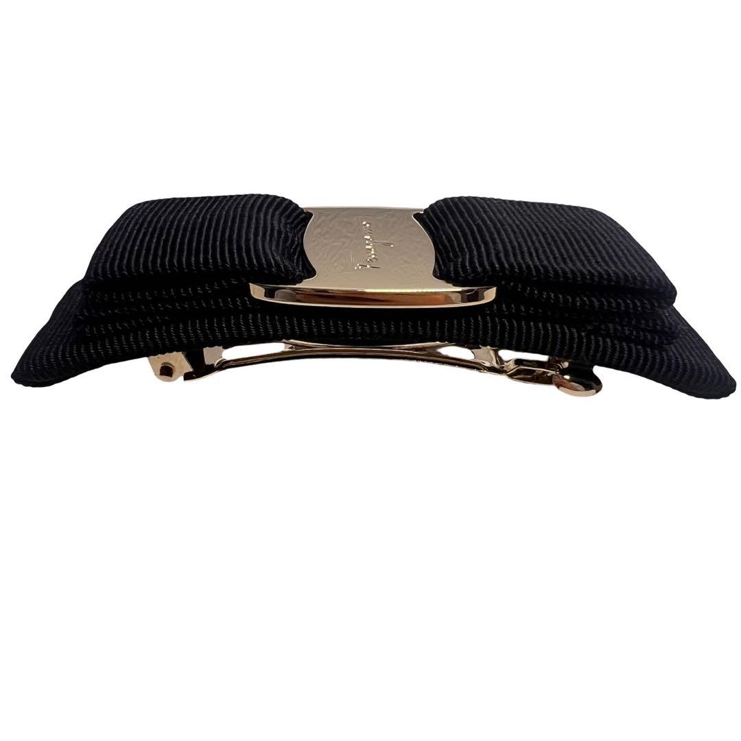 【美品】Salvatore Ferragamo 黒リボンバレッタヘアアクセサリー